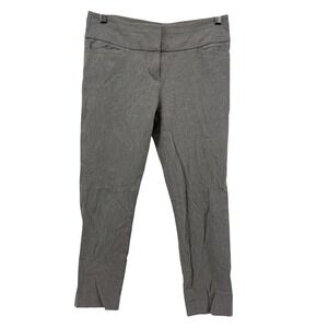 LOFT Marisa Skinny Pants Gray Herringbone Flat Front Ankle Crop Size 2